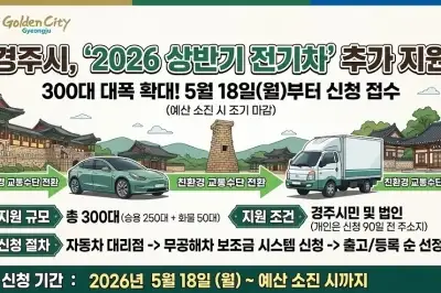 경북 경주시, 상반기 전기차 추가 지원…총 300대 보급