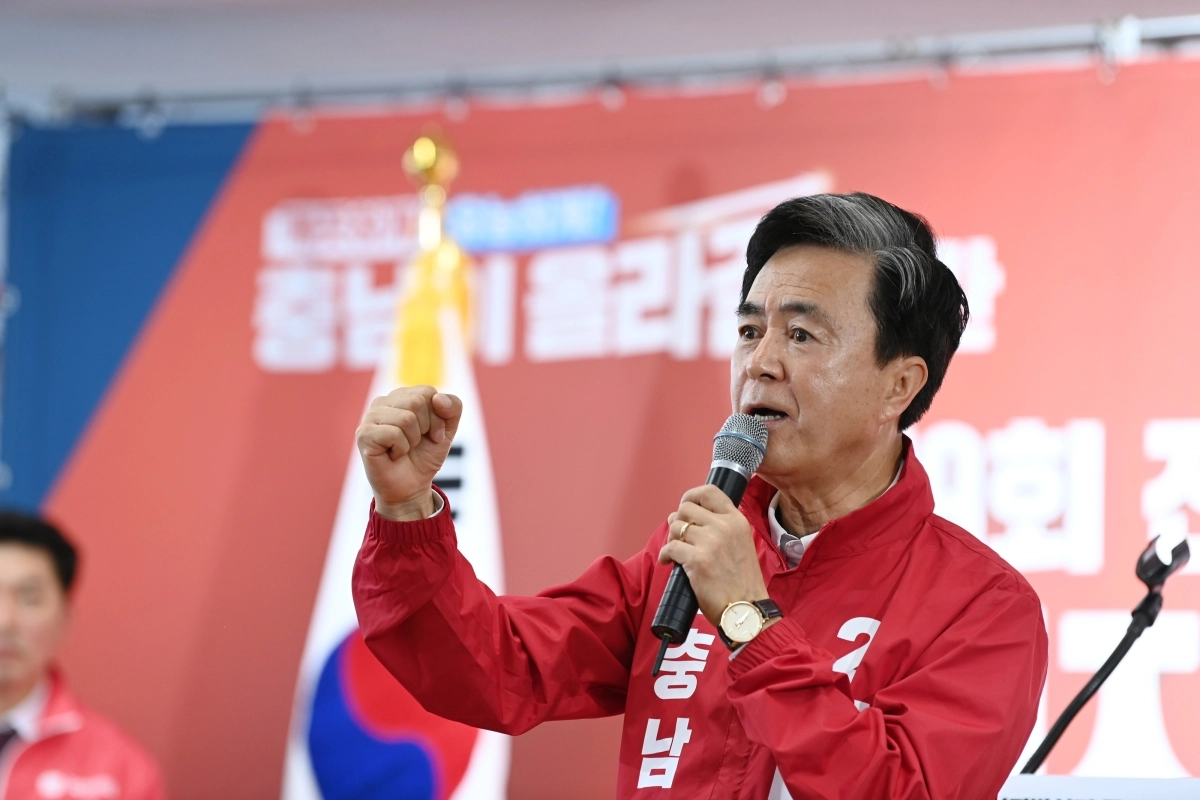 김태흠 충남지사 후보가 국민의힘 충남도당 필승결의대회에서 승리를 자신하고 있다. 김태흠 후보 캠프 제공