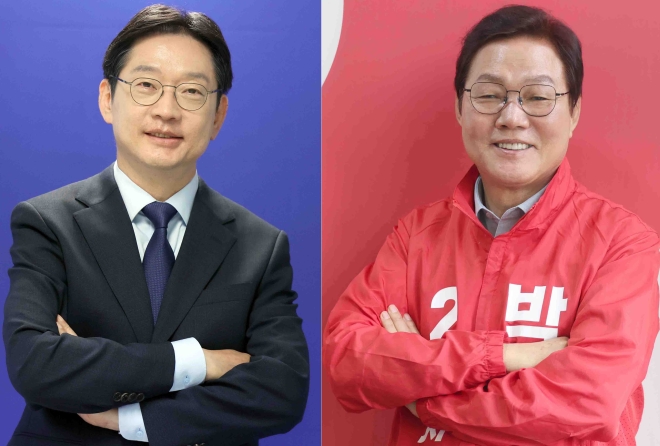 “경남FC 망쳐”vs“판결 인정하나”…경남지사 선거 날 선 공방 계속