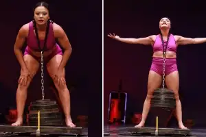 thumbnail - “두피 벗겨질 듯한 고통” 머리카락으로 ‘75㎏ 원판’ 번쩍 든 여성