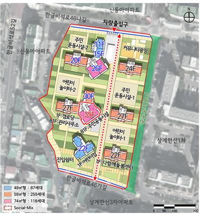 노원 상계한신3차 아파트 재건축 배치도
