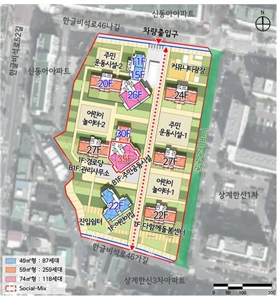 노원 상계한신3차 아파트 재건축 배치도