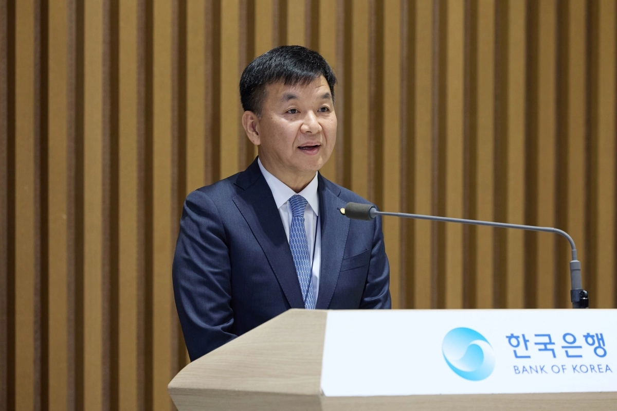 김진일 신임 금융통화위원이 15일 서울 중구 한국은행에서 열린 취임식에서 발언하고 있다. 한국은행 제공