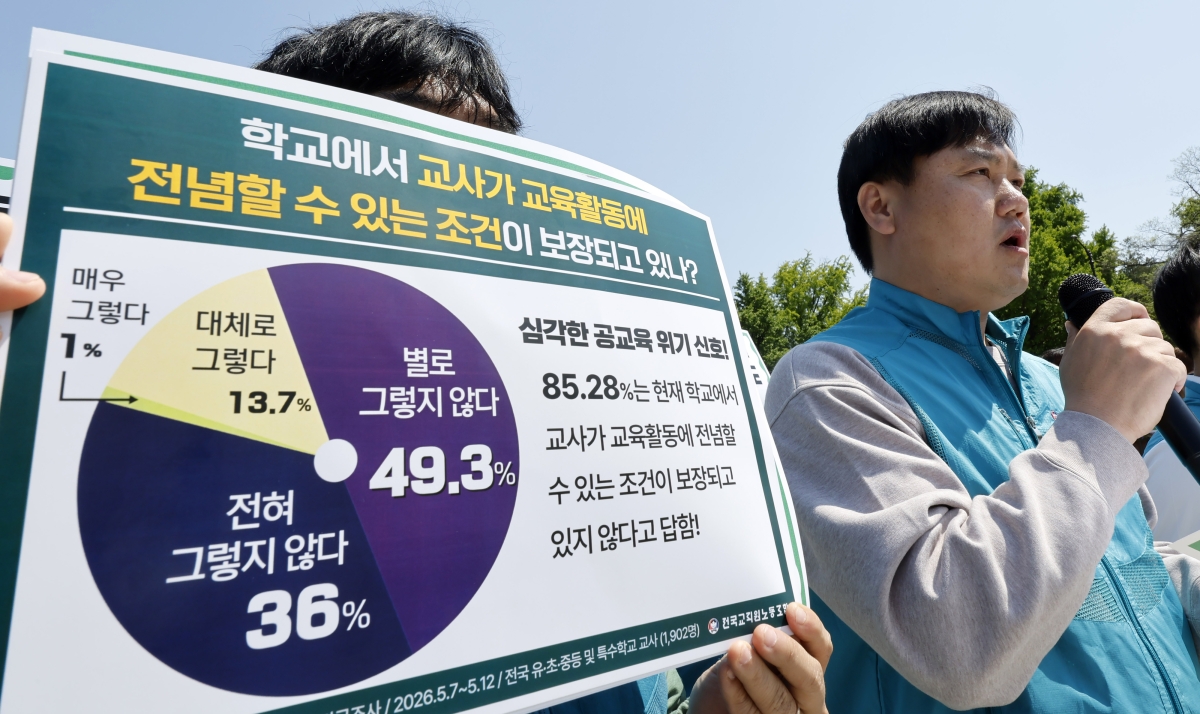 스승의 날 앞두고 교권보장 외치는 전교조