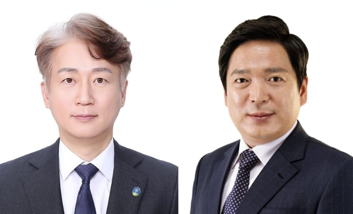 더불어민주당 김이강 서구청장(왼쪽) 후보와 김병내 남구청장 후보.