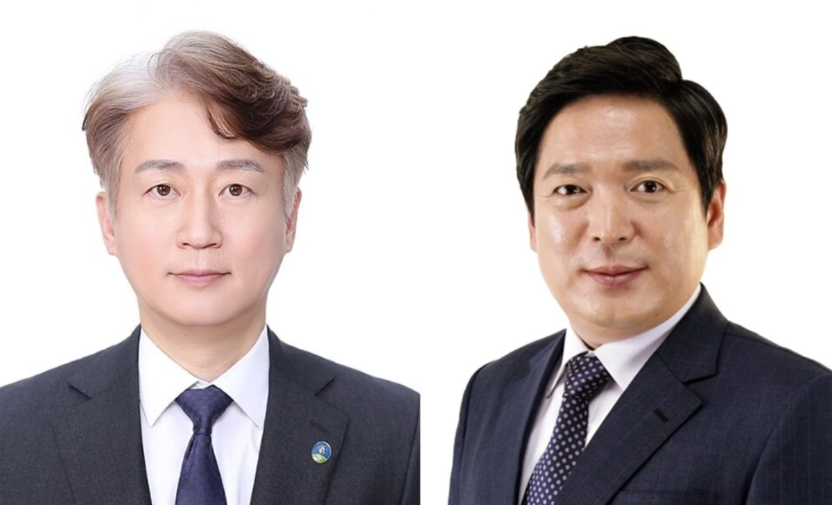 더불어민주당 김이강 서구청장(왼쪽) 후보와 김병내 남구청장 후보.