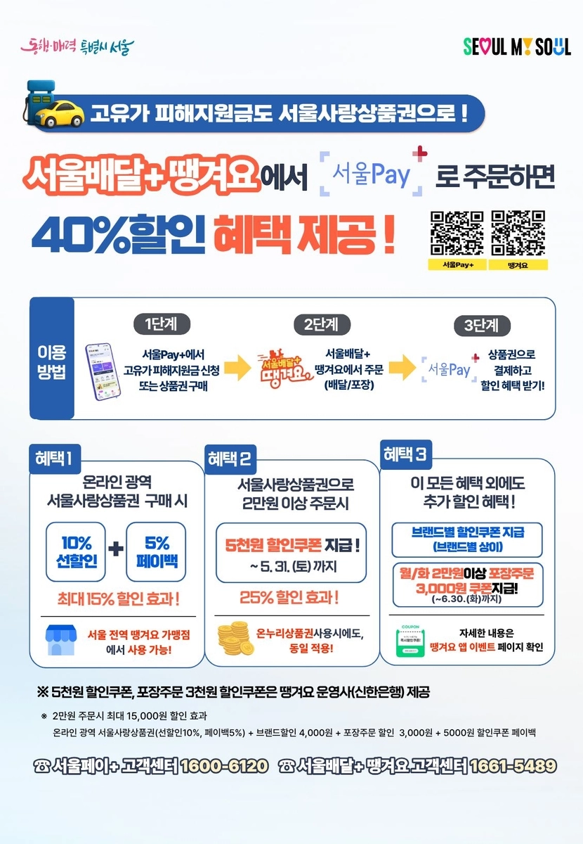 ‘서울배달+ 땡겨요’ 할인 혜택