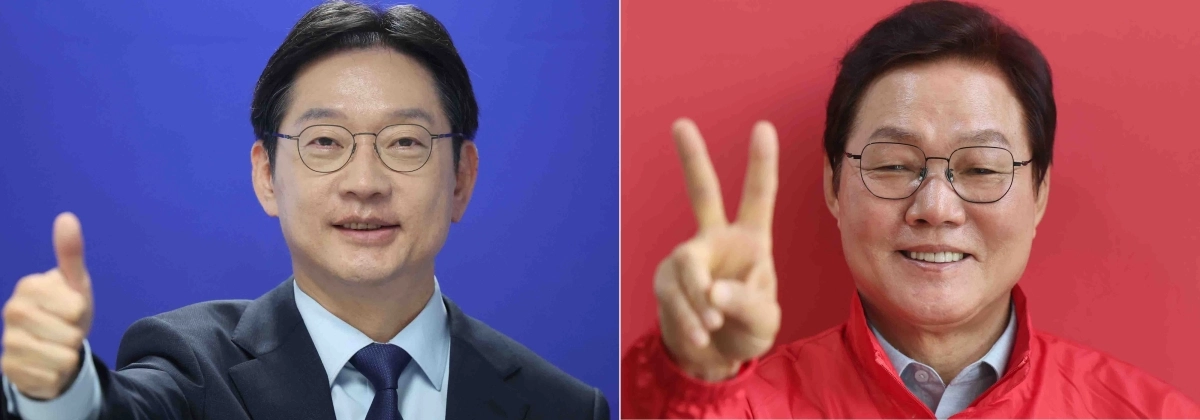 더불어민주당 김경수 경남지사 후보와 국민의힘 박완수 후보. 2026.5.12. 연합뉴스
