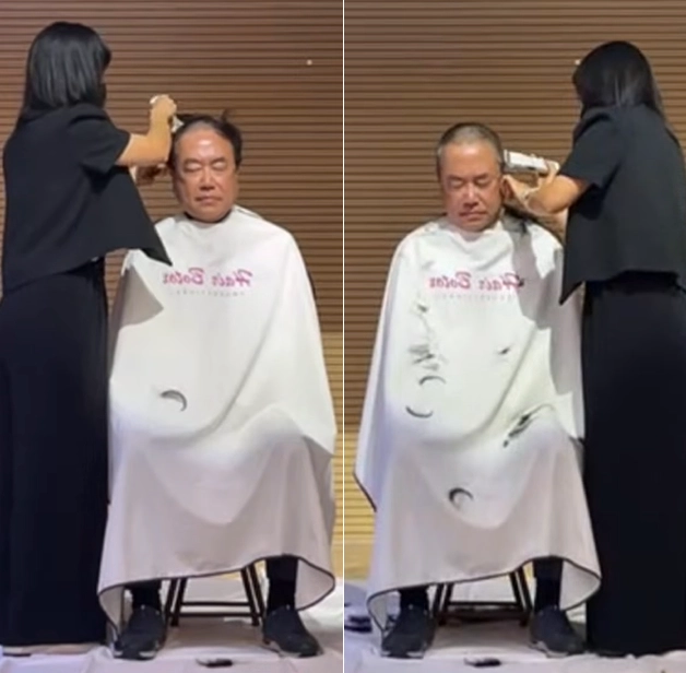 서범수 국민의힘 의원이 6·3 지방선거를 앞둔 18일 “지방선거는 부디 중앙정치와 분리해서 후보들을 평가해 주시기 바란다”며 삭발하고 있다. 유튜브 채널 ‘서범수TV’ 캡처