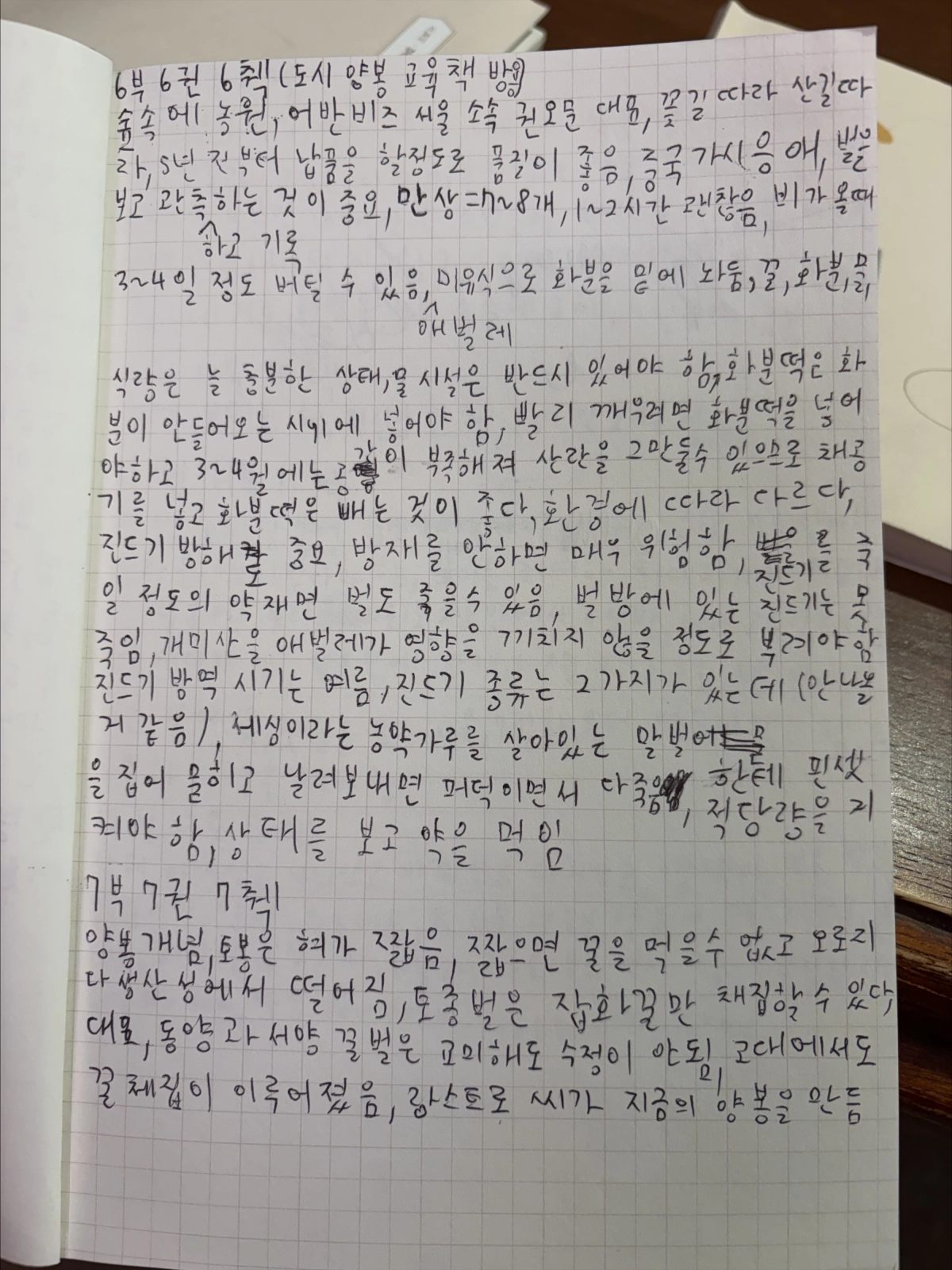 비컴프렌즈의 발달장애인 직원이 빼곡히 기록한 양봉 일지에 ‘토종벌과 서양벌은 교미해도 수정이 안 된다’, ‘여름엔 진드기를 방제해야 한다’는 내용이 적혀 있다. 비컴프렌즈 제공