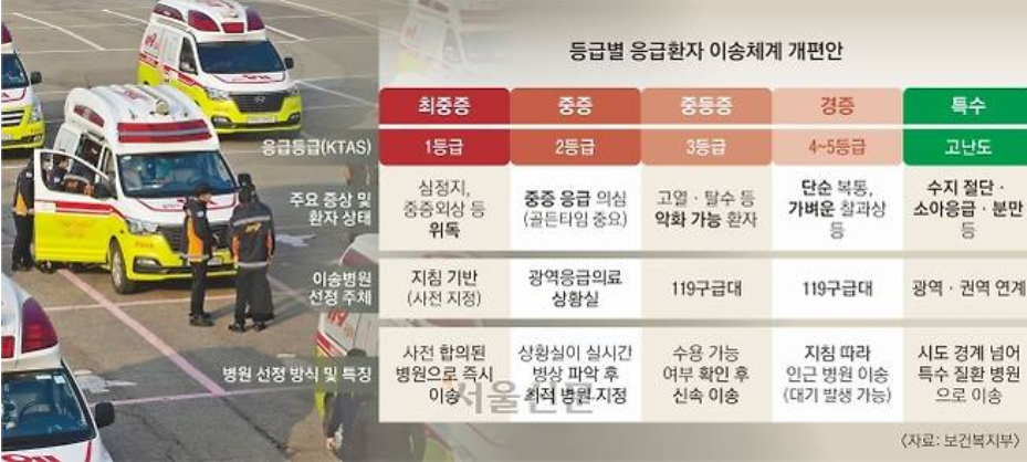 응급실 응급환자 이송체계 개편안. 서울신문DB
