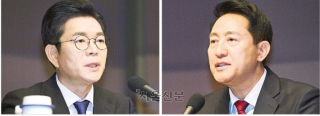“철근 누락”“폭행 전과” 정원오·오세훈 ‘시간차 신경전’