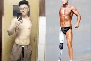 “한쪽 팔·다리 없어도 식스팩 가능” 보디빌딩 대회 참가한 30대 남성…中 찬사
