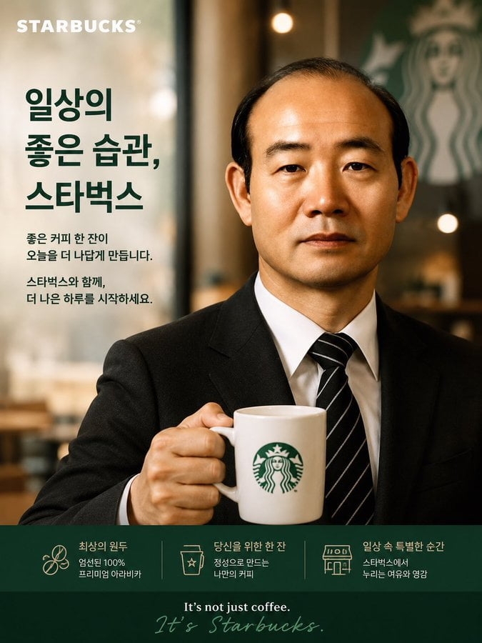 스타벅스코리아의 ‘탱크데이’ 이벤트와 관련해 소셜미디어(SNS)에는 전두환 전 대통령을 앞세운 스타벅스 홍보 포스터 이미지가 올라왔다. 자료 : 엑스