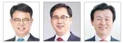 더불어민주당 갈상돈(왼쪽) 후보, 국민의힘 한경호(가운데) 후보, 무소속 조규일(오른쪽) 후보