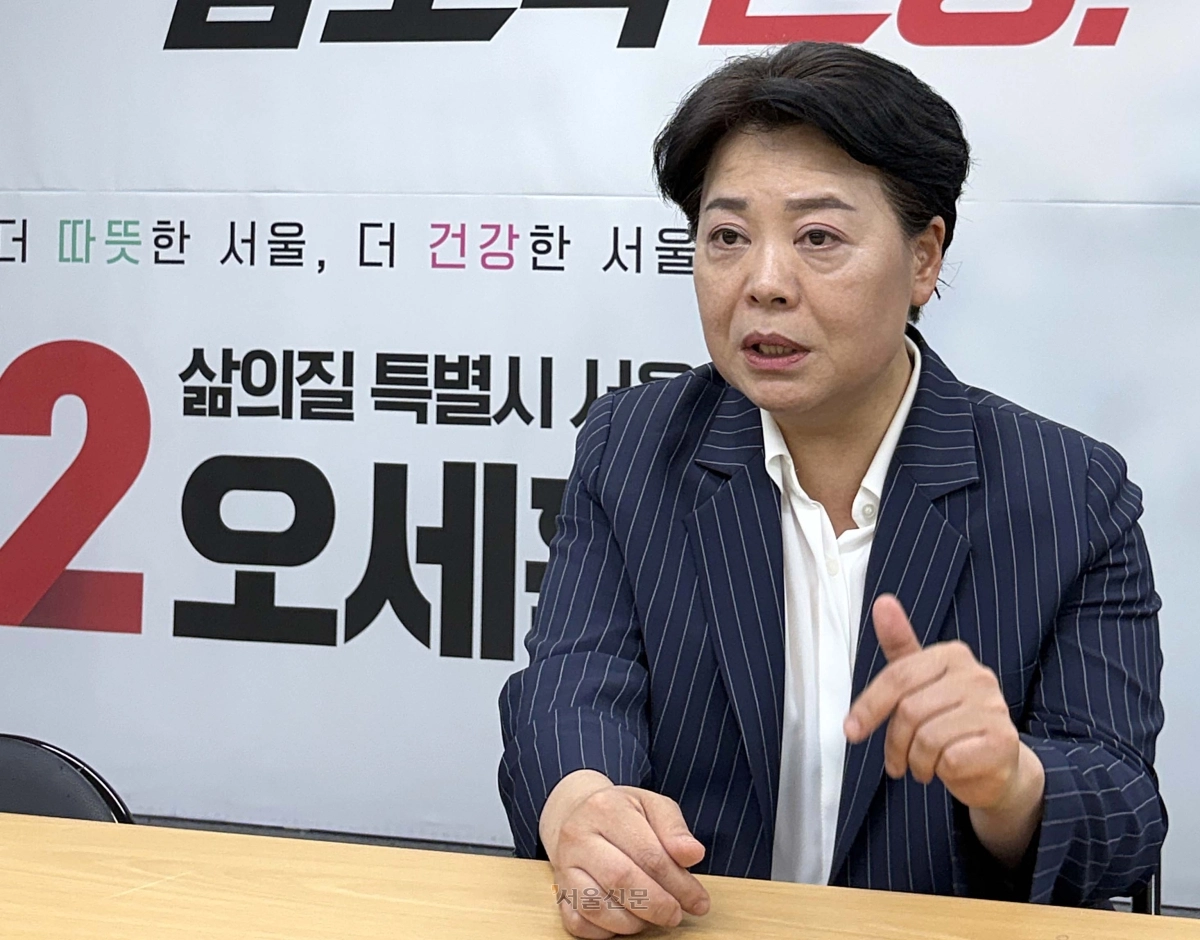 윤희숙 6·3 지방선거 오세훈 국민의힘 서울시장 후보 공동선대원장이 25일 서울 종로구 ‘오세훈 점핑업’ 캠프에서 서울신문과 인터뷰하고 있다. 손지은 기자