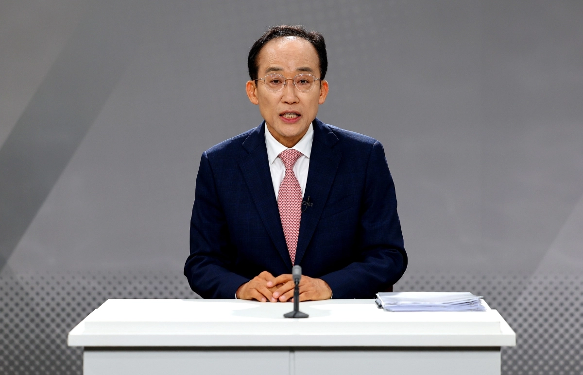 대구시장 후보자토론회서 발언하는 추경호