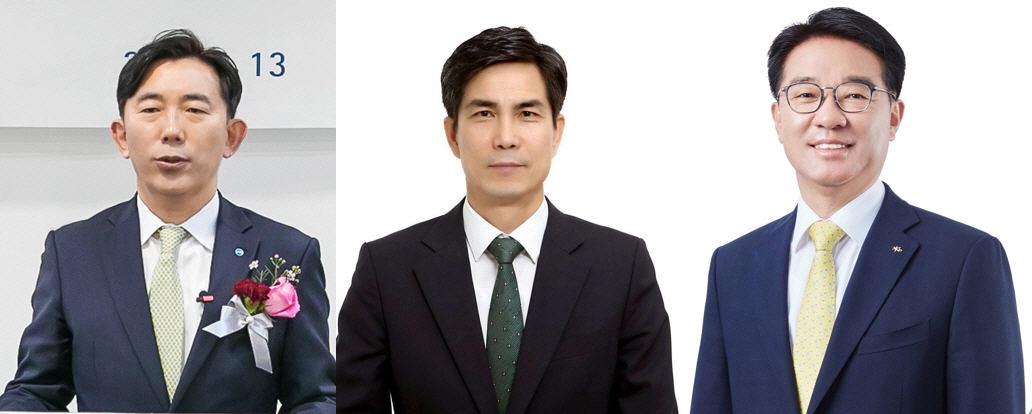 박경훈(맨 왼쪽) 전 우리금융캐피탈 대표, 윤창환(가운데) 전 국회의장 정책수석, 이동철(맨 오른쪽) 전 KB국민카드 대표. 각 사 제공