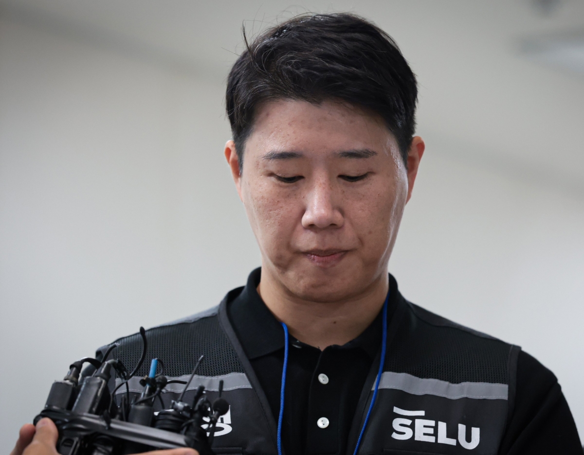 질문받는 삼성그룹 초기업노동조합 삼성전자지부 최승호 위원장