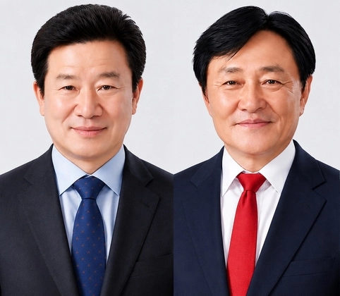 강화군수 민주당 한연희(왼쪽) 후보와 국민의힘 박용철 후보