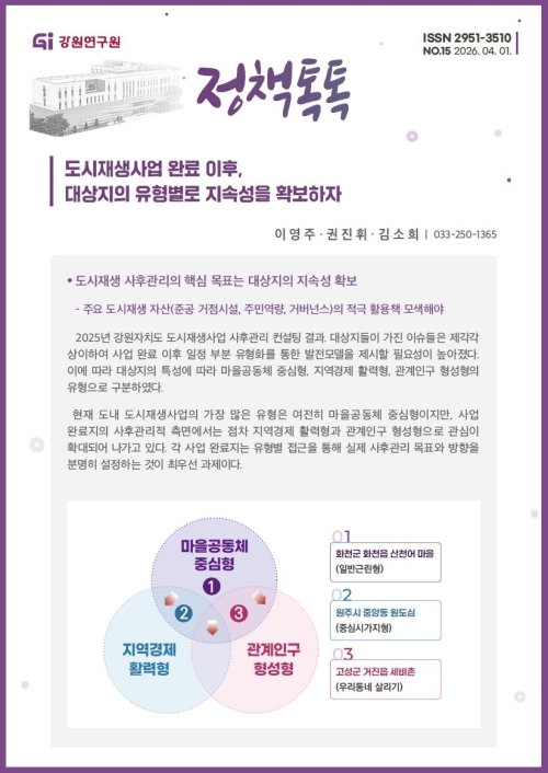 강원연구원 이영주 연구위원이 발간한 보고서 ‘정책톡톡’. 강원연구원 제공
