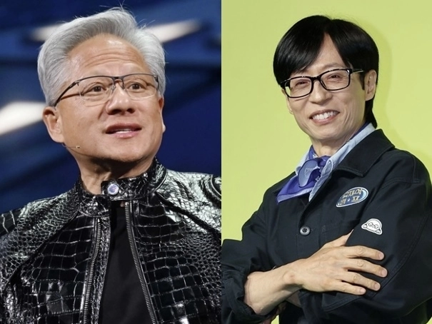 젠슨 황(왼쪽) 엔비디아 최고경영자(CEO)가 tvN 예능 프로그램 ‘유 퀴즈 온 더 블록’에 출연해 유재석(오른쪽)과 만난다. 자료 : 뉴스1·연합뉴스