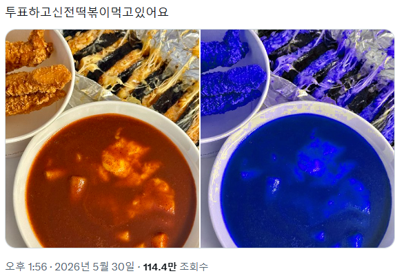 선거철 색깔 논란에…‘파란색 떡볶이’까지 등장했다