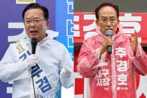 김부겸 “새로운 대구를” 큰절… 추경호 “보수 심장 재건” 호소