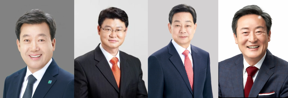 왼쪽부터 제9회 전국동시지방선거에서 기초단체장 무소속 후보로 출마한 남한권·황이주·전화식·박권현.