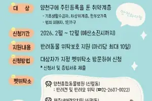 양천구, ‘우리동네 펫 위탁소’…최대 10일 위탁보호 지원