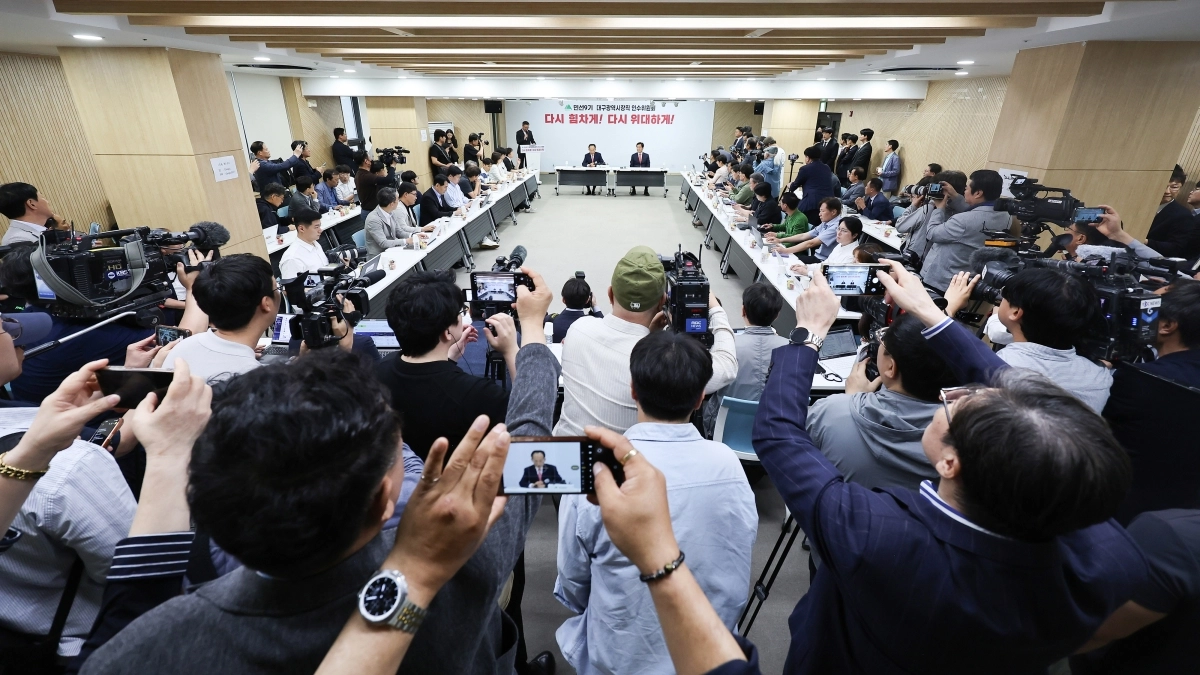 기자 간담회 갖는 추경호 당선인