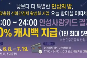 안성사랑카드, ‘안성밤마실’ 연계 10% 추가 캐시백 지급