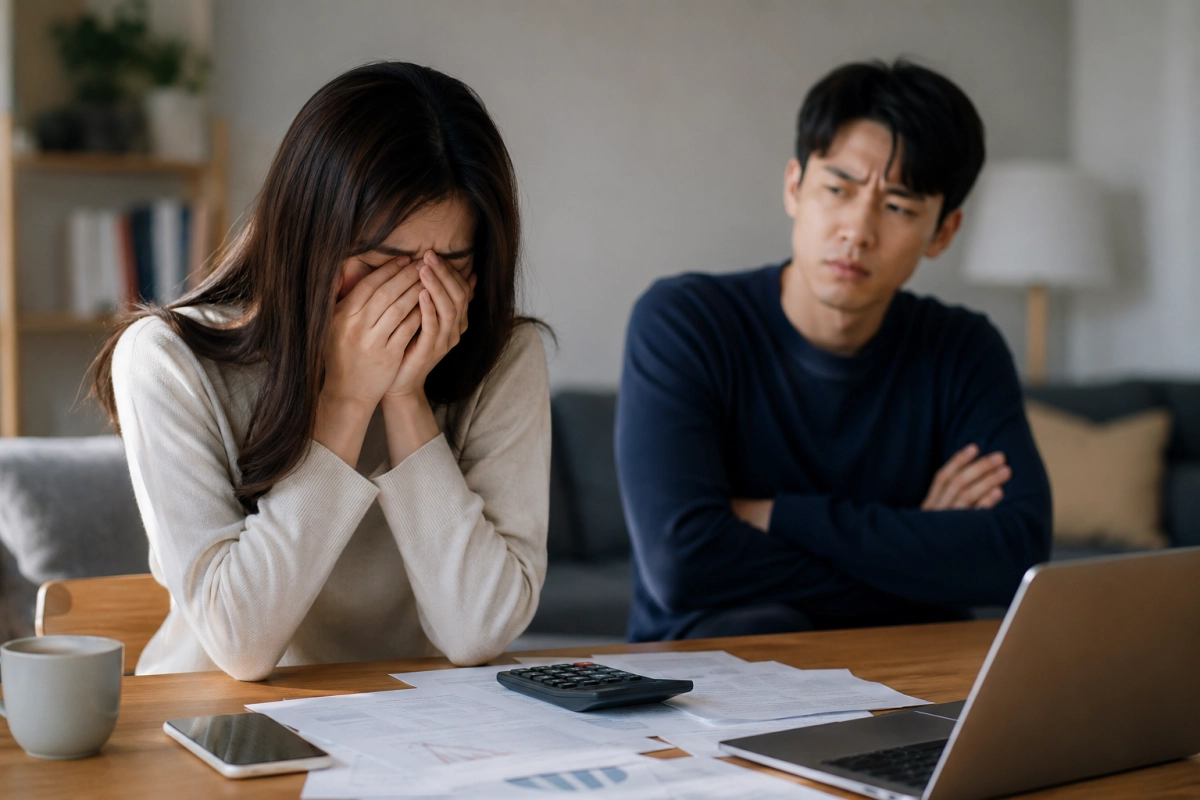 이혼, 주식, 갈등. 기사 내용으로 만든 AI 생성 이미지