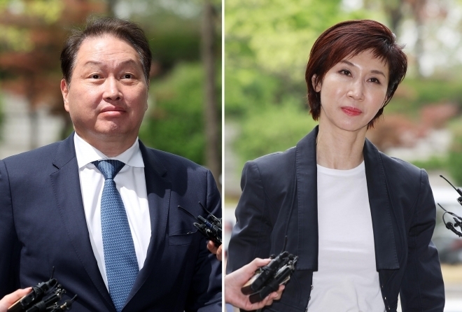 thumbnail - 최태원·노소영, 2년여만 법정대면<br>재산분할 ‘4배 뛴 SK주식’ 쟁점