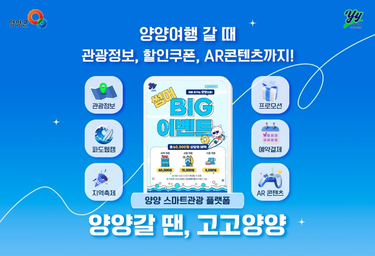 강원 양양군이 운영하는 관광 애플리케이션 ‘고고양양’ 홍보 포스터. 양양군 제공