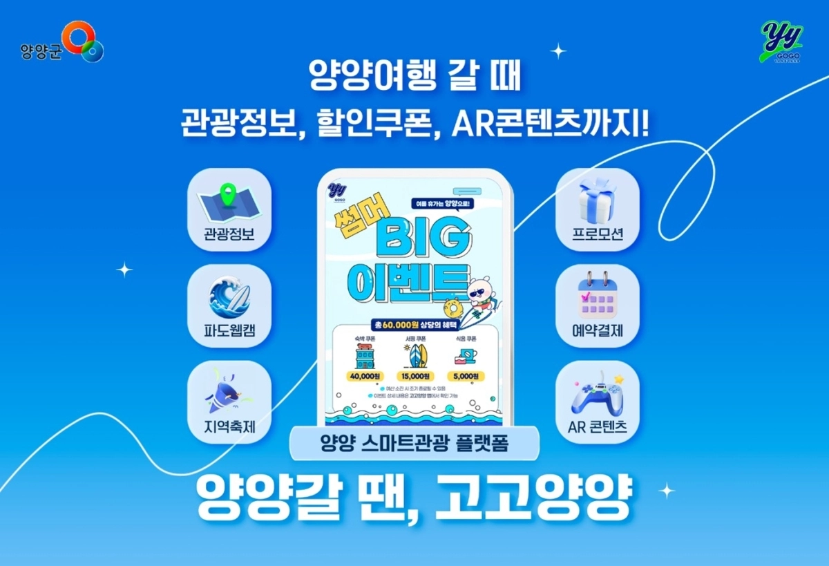 강원 양양군이 운영하는 관광 애플리케이션 ‘고고양양’ 홍보 포스터. 양양군 제공