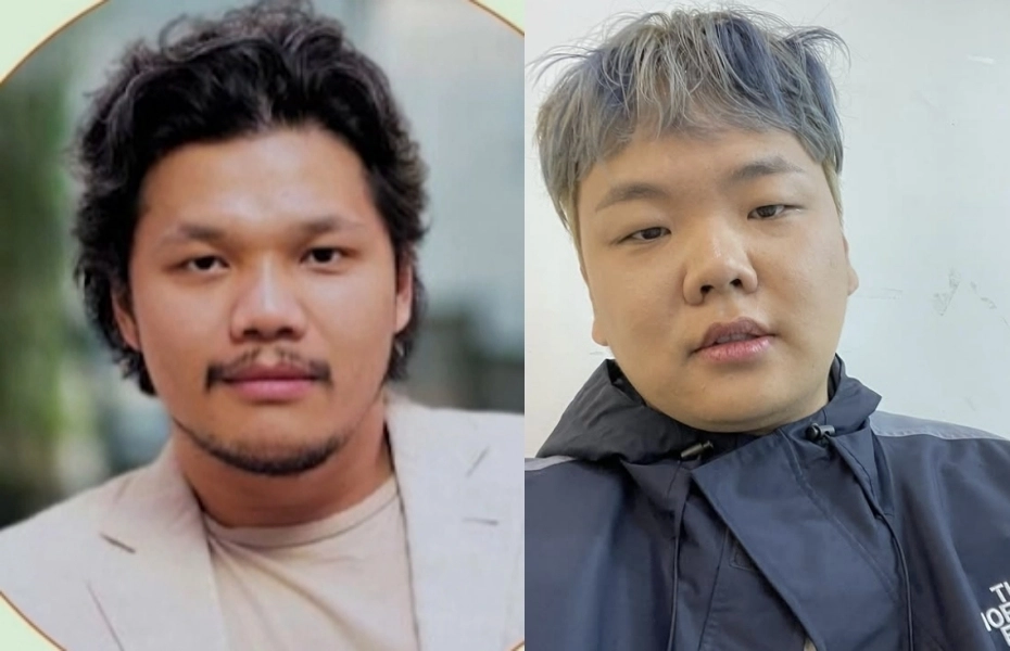 인기 유튜버 곽튜브(오른쪽)가 ‘휴머니티 프로토콜’ CEO 테렌스 쿽(왼쪽)에게  사진 도용 피해를 당했다. 유튜브 휴머니티 프로토콜 캡처, 곽튜브 인스타그램 캡처
