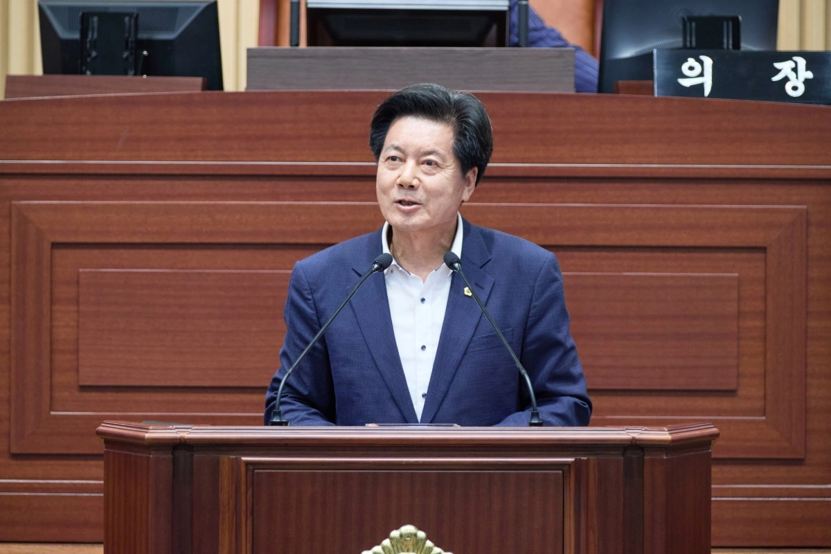경북도의회 제363회 임시회 제1차 본회의 5분 자유발언을 하는 김재준 의원. 경북도의회 제공