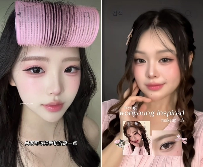 최근 중국 소셜미디어(SNS)에서는 한국 메이크업 기법을 소개하거나 한국에서 직접 스타일링을 받은 경험을 공유하는 게시물이 인기를 얻고 있다. 틱톡 캡처