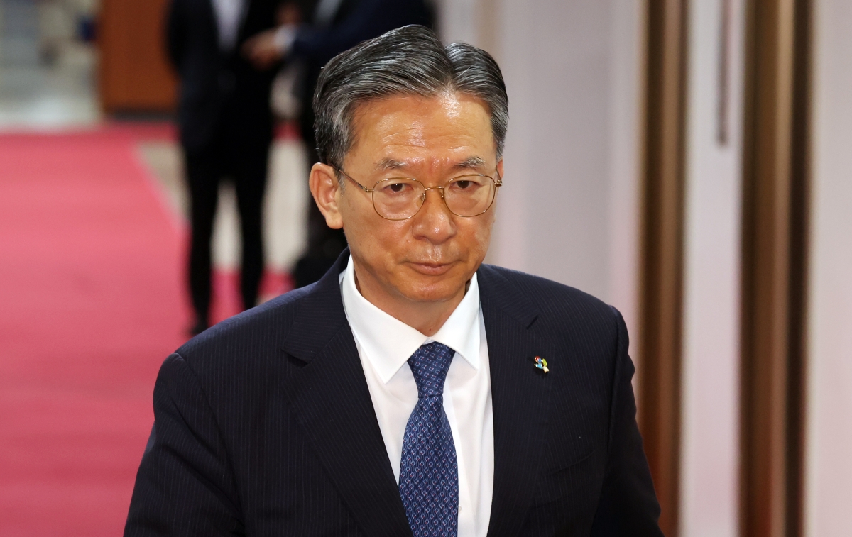 정성호 법무부 장관이  9일 오전 서울 종로구 세종대로 정부서울청사에서 열린 국무회의에 참석하고 있다. 뉴스1