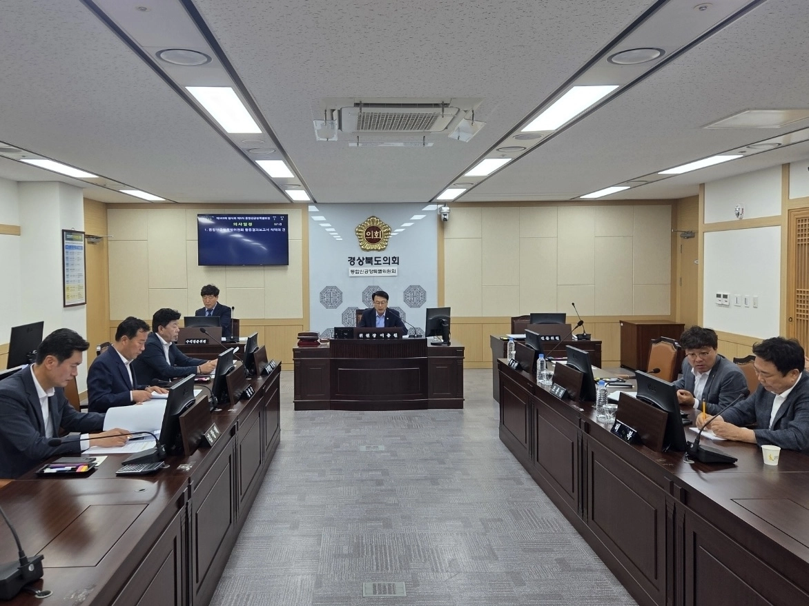 지난 18일 열린 경북도의회 통합신공항특별위원회(위원장 이충원) 회의 전경. 경북도의회 제공