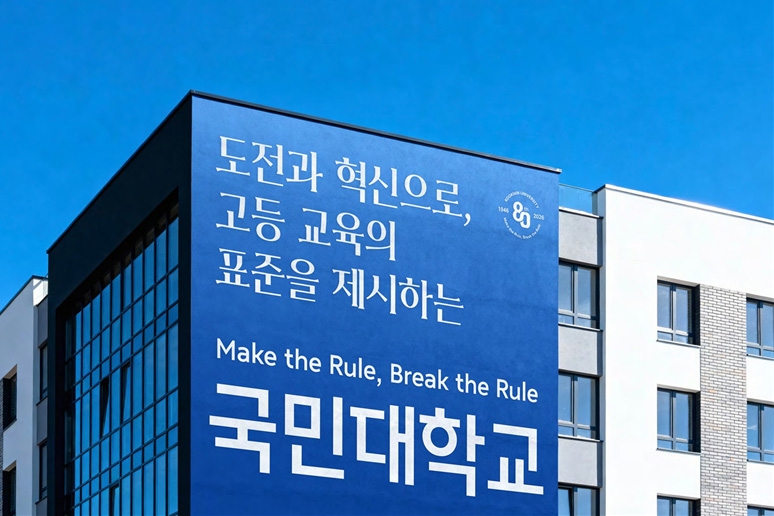 국민대 개발 서체가 적용된 현수막 문구. 국민대 제공