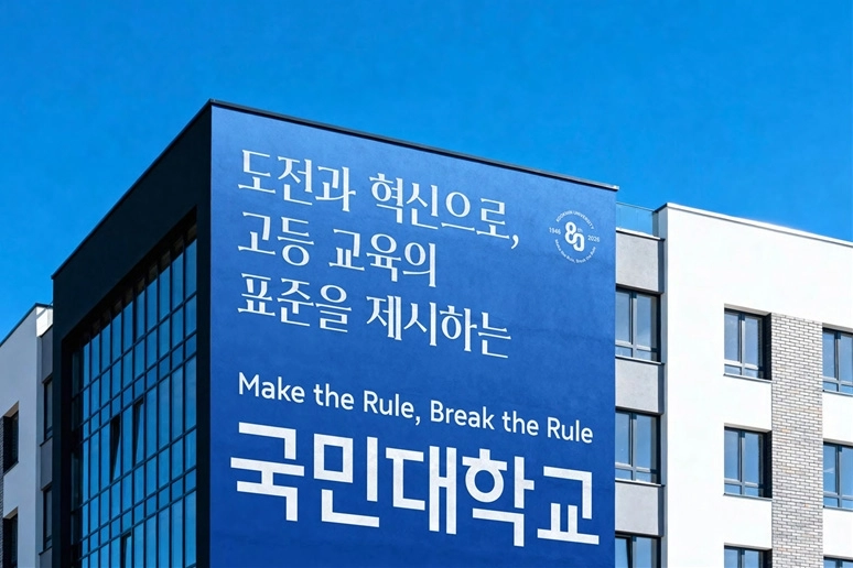 국민대 개발 서체가 적용된 현수막 문구. 국민대 제공