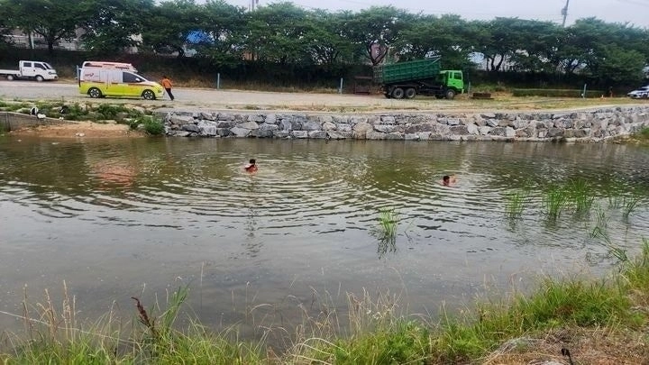 충남 서산시 해미천 사고 현장. 2026.6.19 충남소방본부 제공