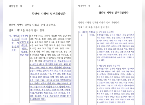 항만법 시행령 일부개정 입법예고안.