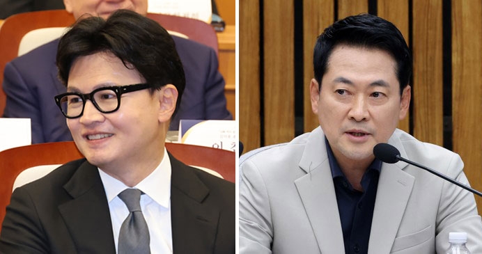 한동훈(왼쪽) 무소속 의원-장동혁 국민의힘 대표