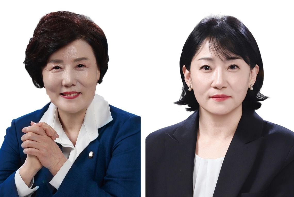 광명시의회 제10대 전반기 의장단-이형덕 의장(왼쪽)과 박미정 부의장. 광명시의회 제공