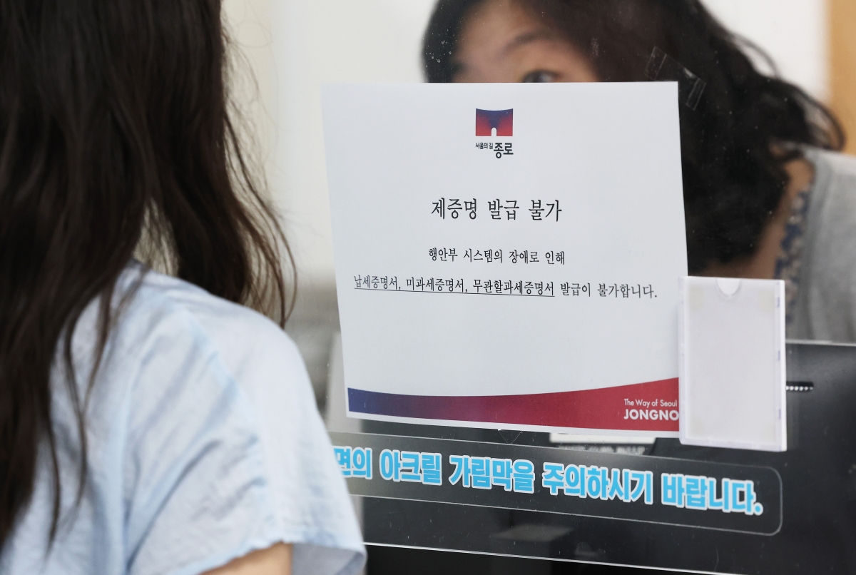 ‘행안부 시스템 장애로 제증명 발급 불가합니다’