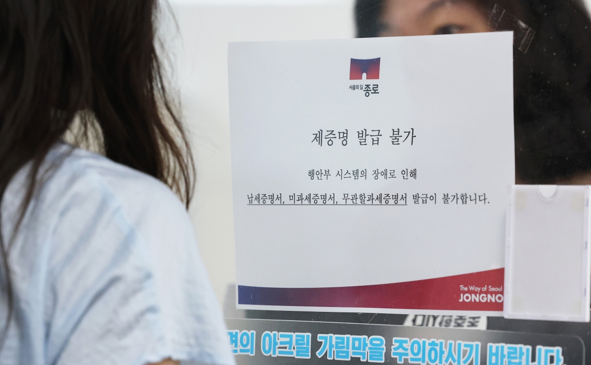 ‘행안부 시스템 장애로 제증명 발급 불가합니다’