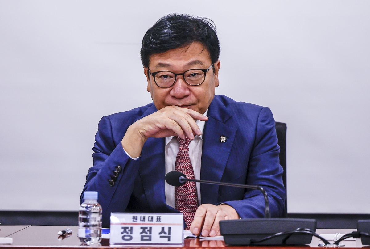 정점식 국민의힘 원내대표가 1일 서울 여의도 국회 의원회관에서 열린 ‘상속세 개편의 경제적 효과’ 토론회에 참석해 있다. 2026.07.01. 뉴시스